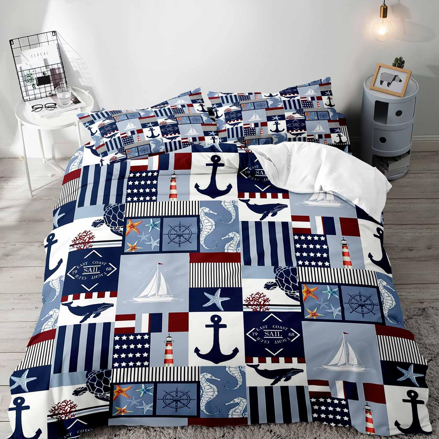Sailboat Soft Duvet Cover Set Nautical Ocean Theme Beding Set featuring Pilowcase Col Style Adult Peoples Young Boys Tenagers Warm Comforter Cover 135*200cm Eu-Single
Sailboat Soft Duvet Cover Set Nautical Ocean Theme Beding Set featuring Pilowcase Col Style Adult Peoples Young Boys Tenagers Warm Comforter Cover 135*200cm Eu-Single