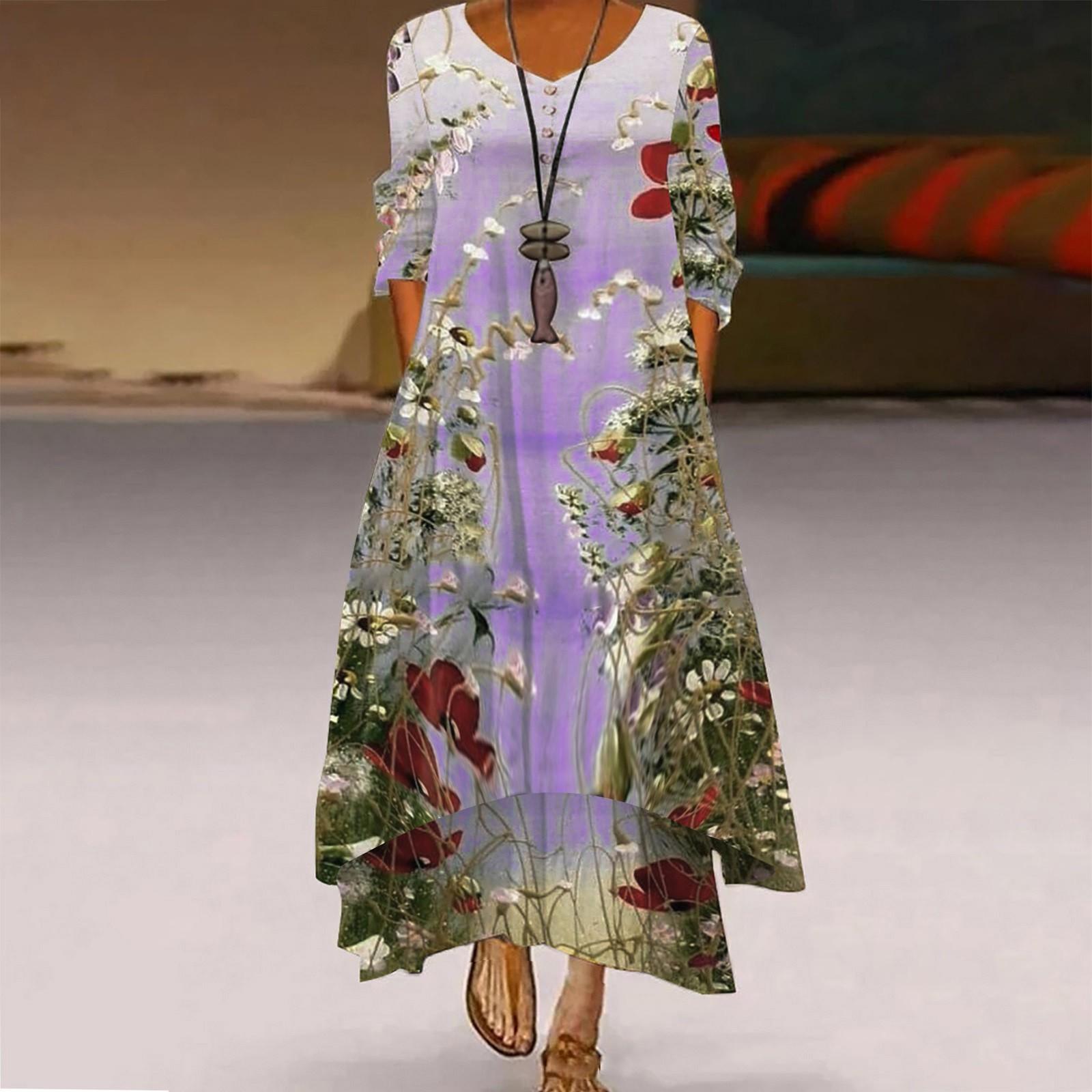 Ladies Casual Print Long Dress Round Neck Pullover Double Irregular Dress S фіолетовий
Ladies Casual Print Long Dress Round Neck Pullover Double Irregular Dress S фіолетовий