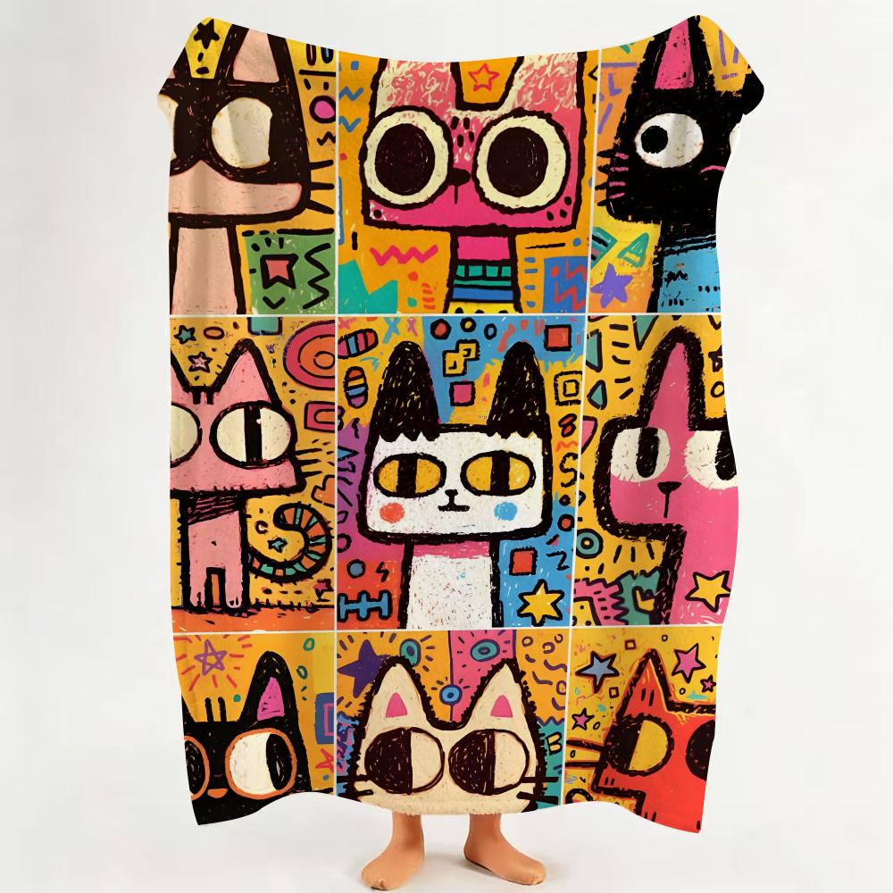 Art Graffiti Style Cat Illustration Throw hot Flannel Throw Blanket Suitable for Sofa Living Room Bedroom soft 75cmx90cm
Art Graffiti Style Cat Illustration Throw hot Flannel Throw Blanket Suitable for Sofa Living Room Bedroom soft 75cmx90cm