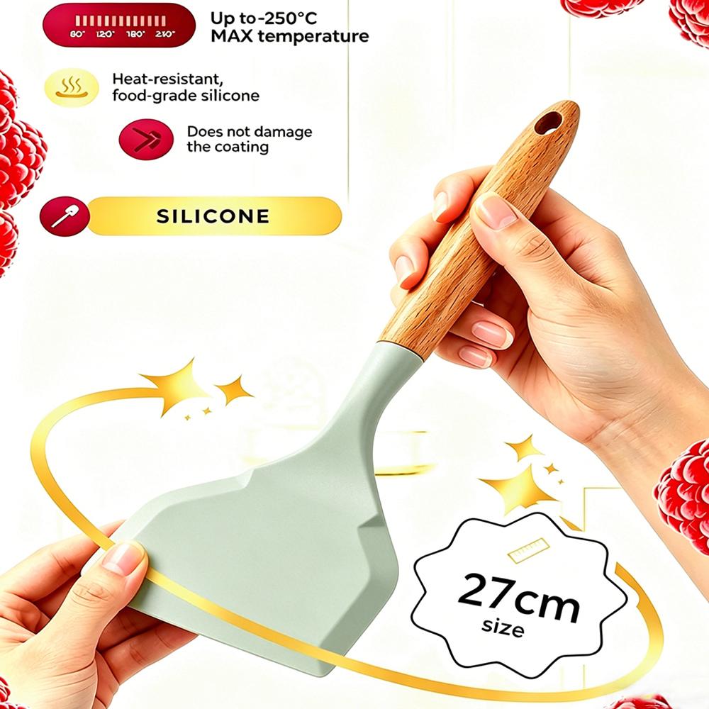 1Pc Silicone Heat Resistant Spatula Household Food Grade Non-stick Frying Pan Sushi Steak Fish Pancake Baking Scoop Kitchen Tool зелений
1Pc Silicone Heat Resistant Spatula Household Food Grade Non-stick Frying Pan Sushi Steak Fish Pancake Baking Scoop Kitchen Tool зелений