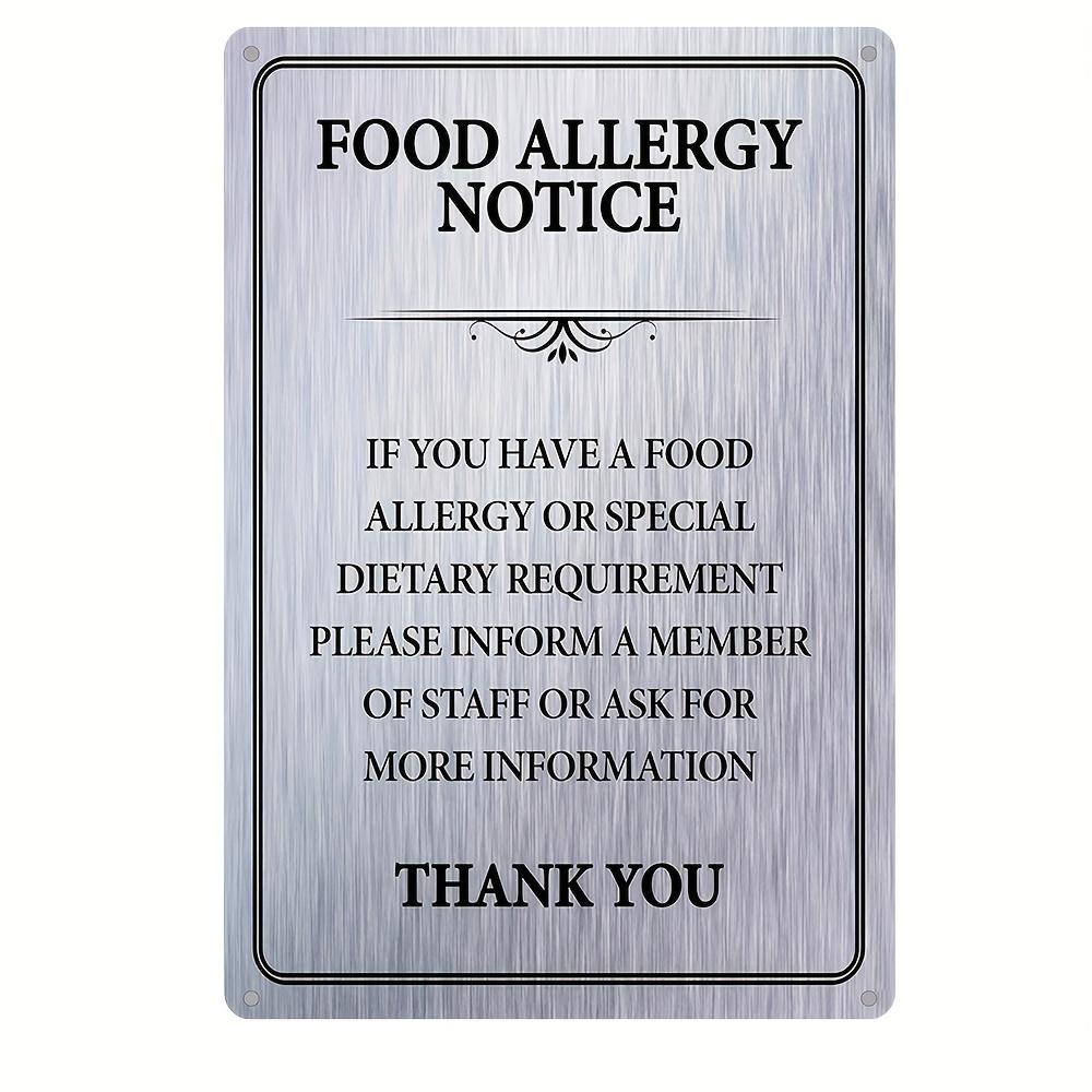 Vintage Metal Tin Sign Food Allergy Notice Wall Hanging Iron Plaque for Home Restaurant Bar Cafe Garage Decor Waterpr 20x30cm
Vintage Metal Tin Sign Food Allergy Notice Wall Hanging Iron Plaque for Home Restaurant Bar Cafe Garage Decor Waterpr 20x30cm