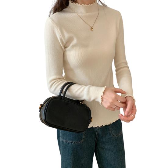 Вязаные топы однотонные с полувысоким воротником и длинным рукавом, с прозрачной отделкой, топы с низом, облегающие бежевый
Вязаные топы однотонные с полувысоким воротником и длинным рукавом, с прозрачной отделкой, топы с низом, облегающие бежевый