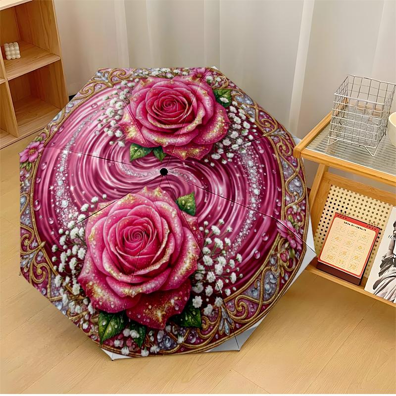 Rose Circular Decoration Theme Automatic Umbrella Compact 8-Rib Design Sturdy Construction Durable Umbrella Stylish Accessory
Rose Circular Decoration Theme Automatic Umbrella Compact 8-Rib Design Sturdy Construction Durable Umbrella Stylish Accessory