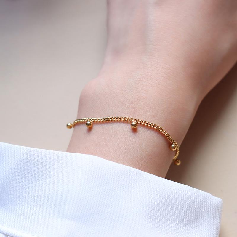 Minimalist Gold Bead Steel Bracelet for Women - 18K Gold Plated, Non-Fading Titanium Steel, E161 Steel Bracelet 15+5cm
Minimalist Gold Bead Steel Bracelet for Women - 18K Gold Plated, Non-Fading Titanium Steel, E161 Steel Bracelet 15+5cm
