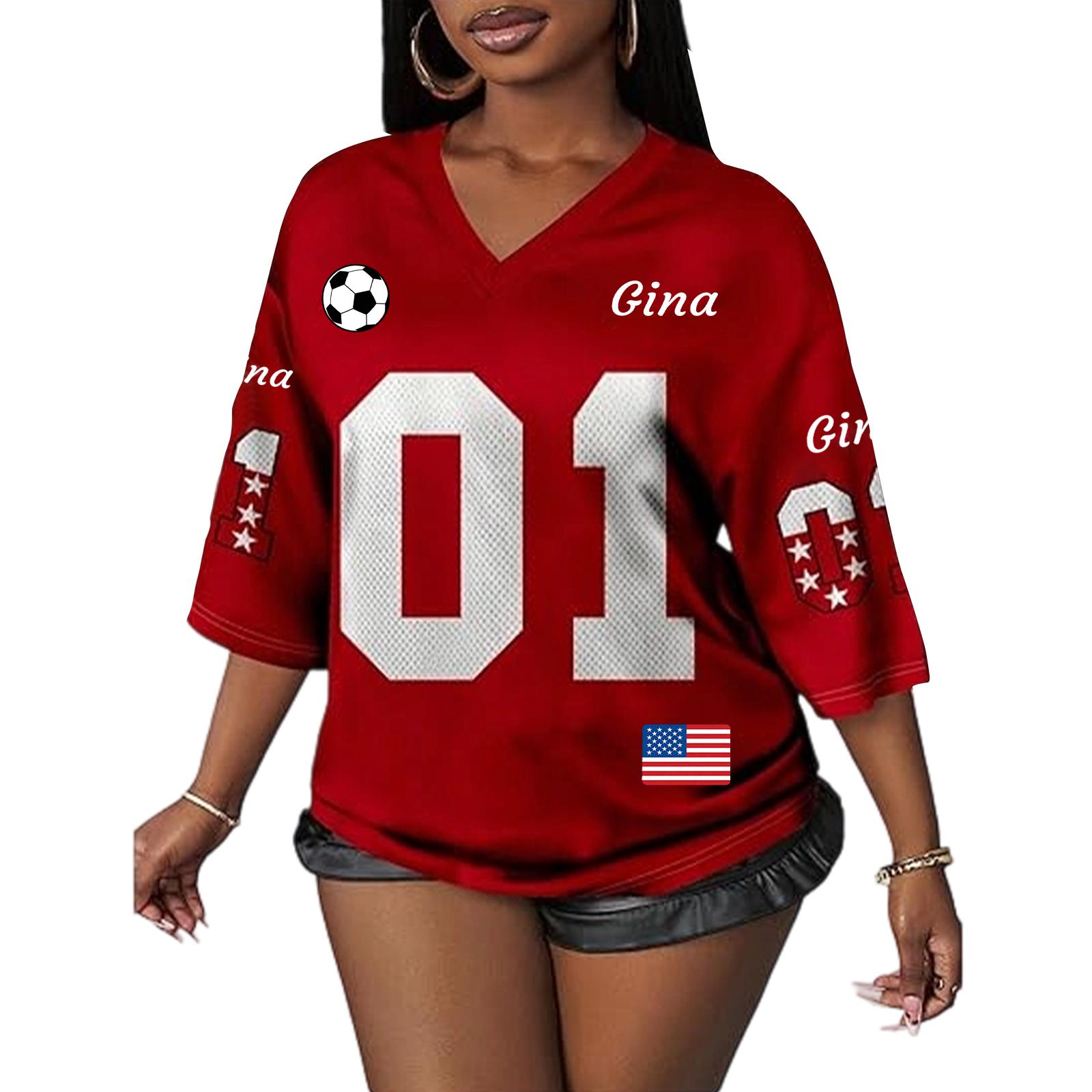 Personalized Custom Name Pattern Number Women s Number Pattern Mesh Sports V-neck Three-quarter Sleeve Soccer T-shirt Sportswear XS
Personalized Custom Name Pattern Number Women s Number Pattern Mesh Sports V-neck Three-quarter Sleeve Soccer T-shirt Sportswear XS