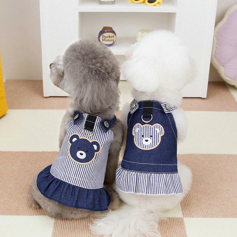 Spring Denim Skirt with Suspenders for Small Dogs - Two-Legged Pet Outfit with Teddy Bear Design S
Spring Denim Skirt with Suspenders for Small Dogs - Two-Legged Pet Outfit with Teddy Bear Design S