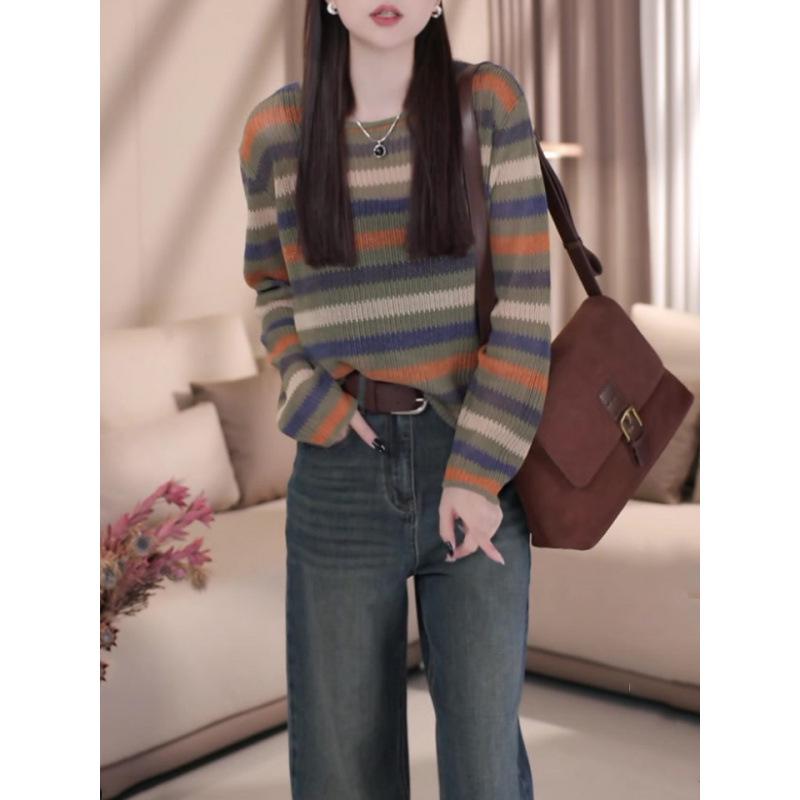 2025 Spring Korean Striped Knit Pullover - Versatile Casual Long Sleeve Top L
2025 Spring Korean Striped Knit Pullover - Versatile Casual Long Sleeve Top L