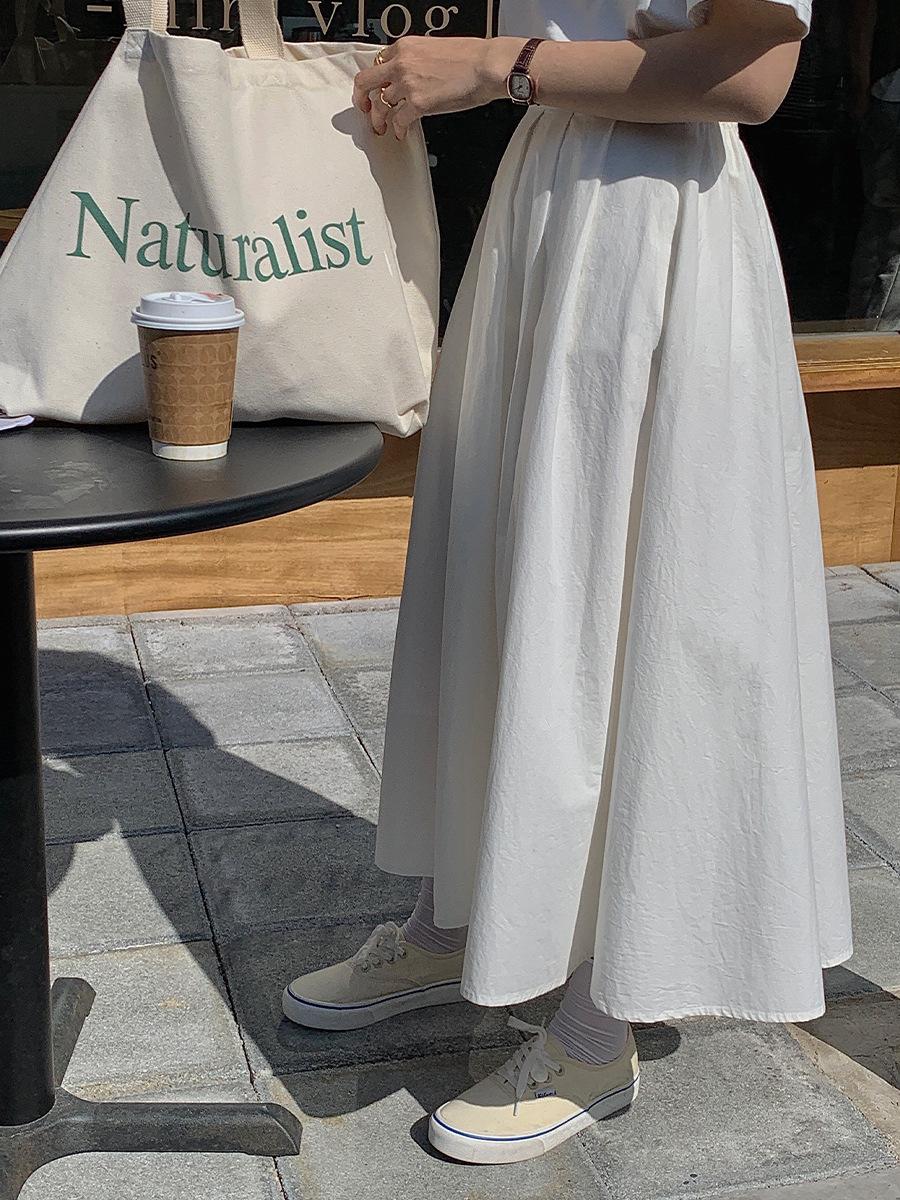 Универсальное маленькое белое платье, одежда на весну и лето, новая высокая талия, тонкая однотонная простая юбка A Word для женщин L белый