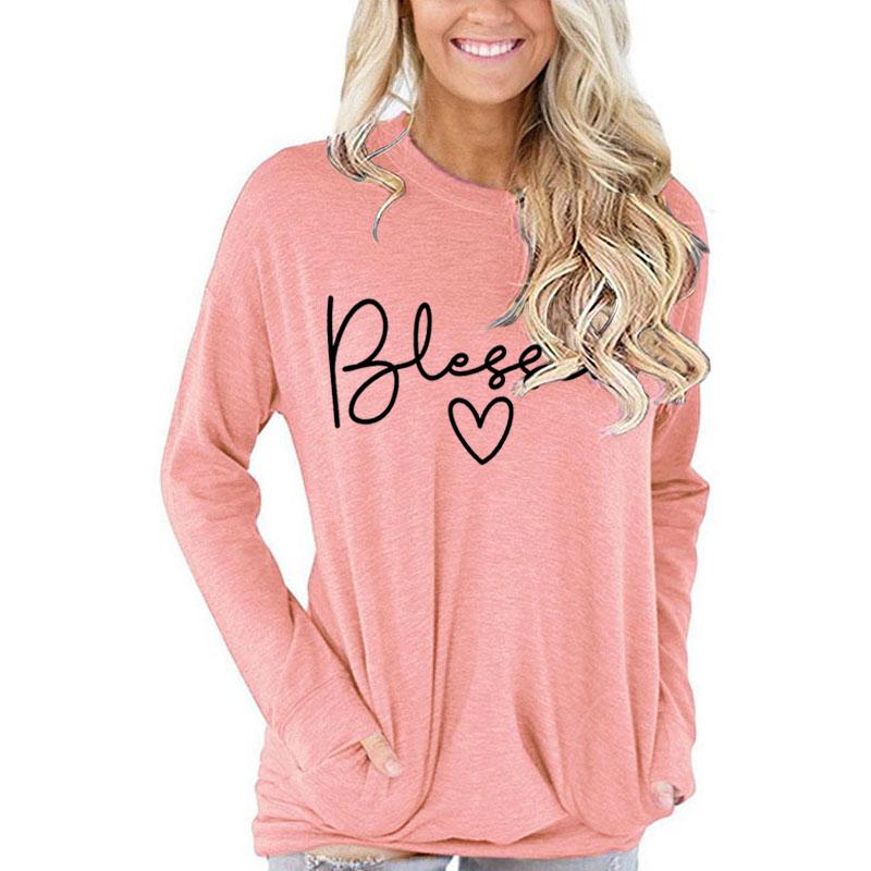 Long Sleeve Blessed Heart Print Top Women Letter Design Casual Girls Long-sleeved T-shirt Blessed Fashion Casual Fall Clothes S
Long Sleeve Blessed Heart Print Top Women Letter Design Casual Girls Long-sleeved T-shirt Blessed Fashion Casual Fall Clothes S