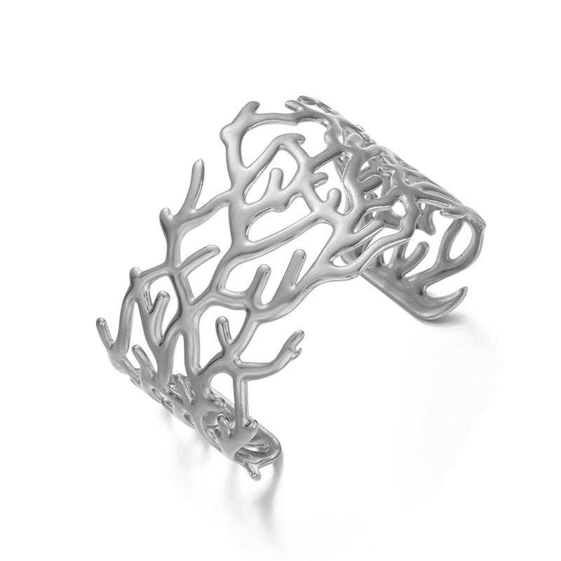 Creative Stainless Steel Coralloid Cuff Bracelets for Women Fashion Hollow Chunky Gold Silver Color Twig Opened Bangle Jewelry
Creative Stainless Steel Coralloid Cuff Bracelets for Women Fashion Hollow Chunky Gold Silver Color Twig Opened Bangle Jewelry