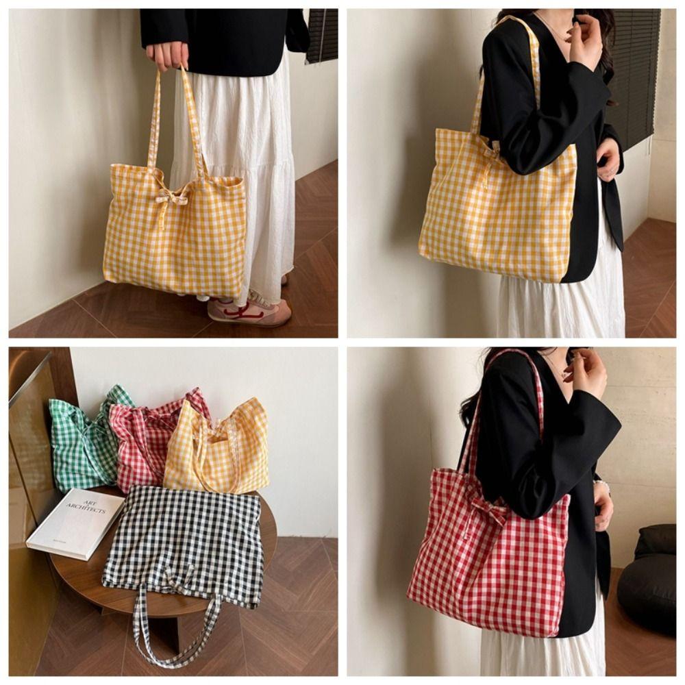 Korean Plaid Shoulder Bag Bow Tie Design Shopping Bag Portable Plaid Tote Bags Ladies чорний
Korean Plaid Shoulder Bag Bow Tie Design Shopping Bag Portable Plaid Tote Bags Ladies чорний
