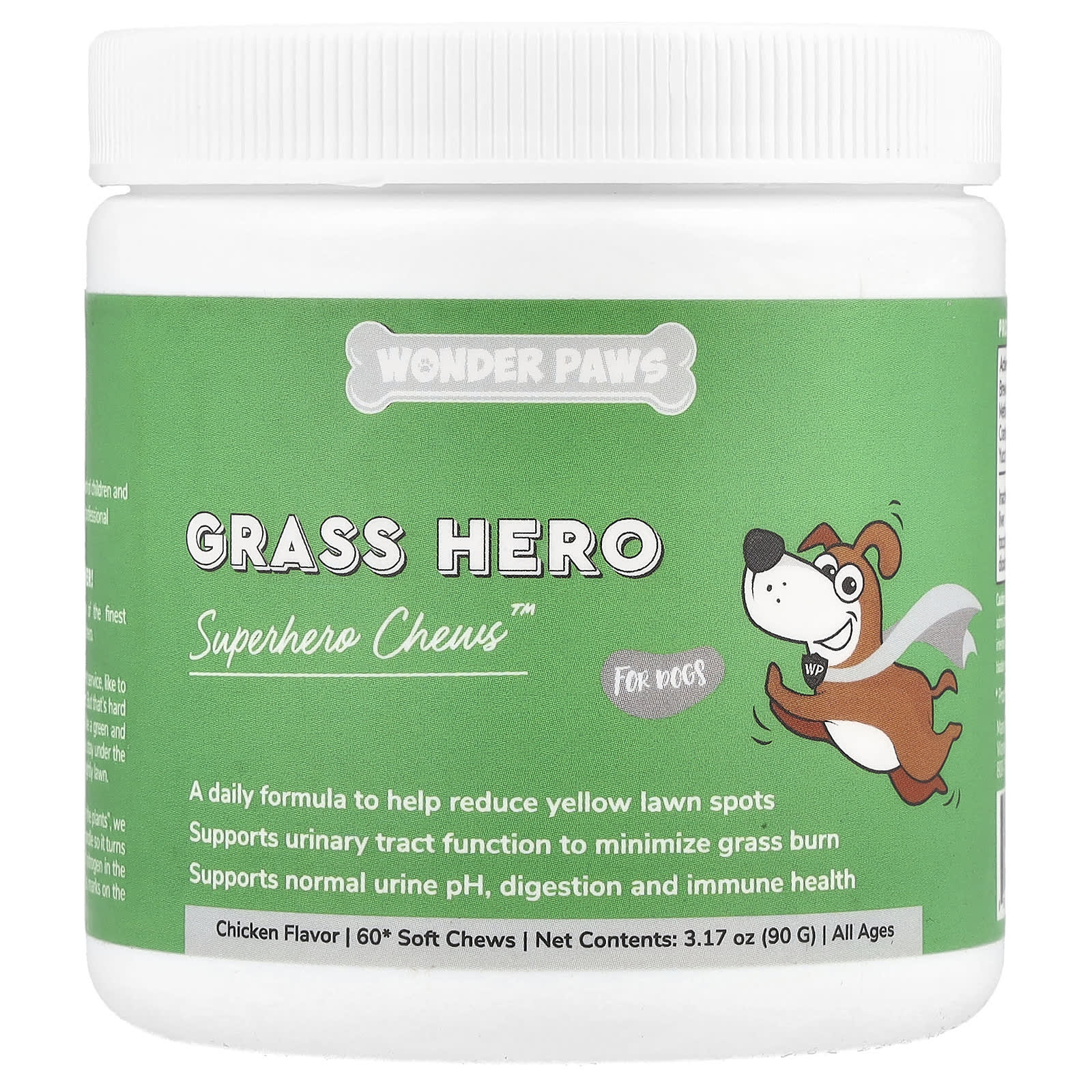 Wonder Paws, Grass Hero, жевательные конфеты Superhero, для собак, для всех возрастов, курица, 60 мягких жевательных конфет, 3,17 унции (90 г)
Wonder Paws, Grass Hero, жевательные конфеты Superhero, для собак, для всех возрастов, курица, 60 мягких жевательных конфет, 3,17 унции (90 г)