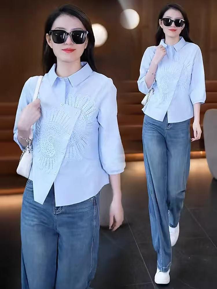 Spring Irregular Embroidery Crochet Lace Long Sleeve Loose Shirt 3XL светло-синий
Spring Irregular Embroidery Crochet Lace Long Sleeve Loose Shirt 3XL светло-синий