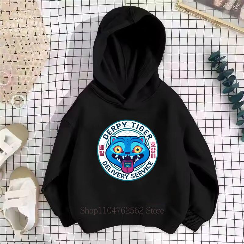 Дерпи Тигр Мультяшный Принт Детская Толстовка для Девочек и Мальчиков Повседневная Модная Милая Кофта с Длинным Рукавом Осень Зима Теплая Детская Толстовка 120