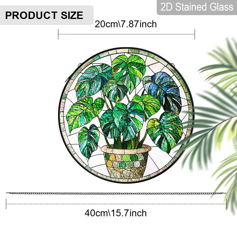 2D Flat Stained Glass Green Plant Monstera Deliciosa Window Decoration Colored Glass Plate, 7.87inches Hanging Ornament with Chain, Charming Spring 7.87inch
2D Flat Stained Glass Green Plant Monstera Deliciosa Window Decoration Colored Glass Plate, 7.87inches Hanging Ornament with Chain, Charming Spring 7.87inch