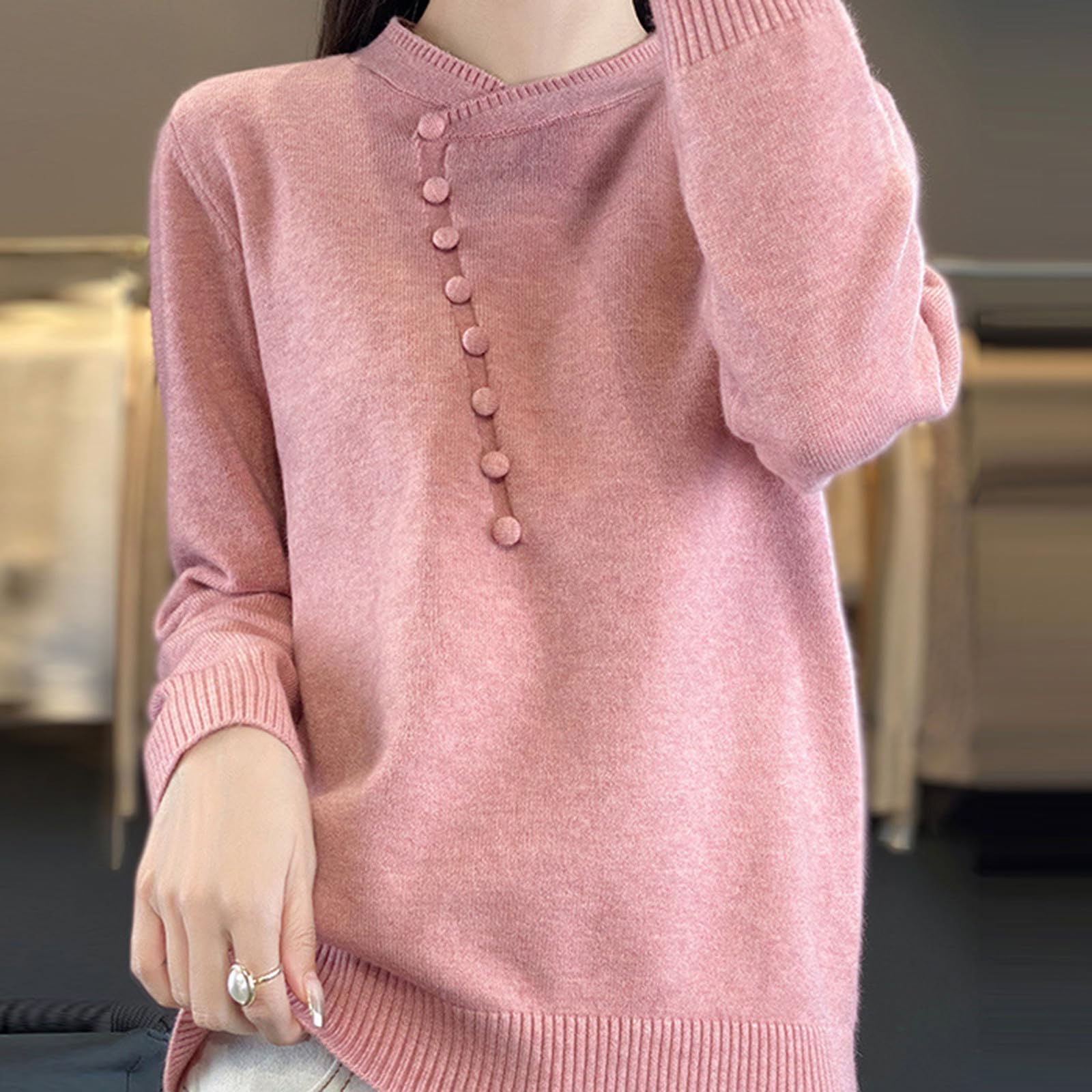 Women s Fashion Casual Pullover Knitted Sweater With Buttons, Solid Color, Long Sleeves Top XXL рожевий
Women s Fashion Casual Pullover Knitted Sweater With Buttons, Solid Color, Long Sleeves Top XXL рожевий