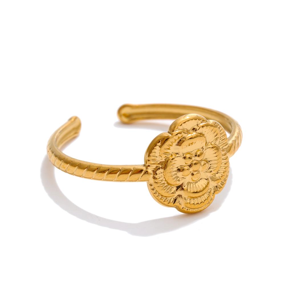 Yhpup Adjustable Stainless Steel Metal Flower Open Ring PVD Plated Golden Fashion Jewelry Wholesale for Women resizable
Yhpup Adjustable Stainless Steel Metal Flower Open Ring PVD Plated Golden Fashion Jewelry Wholesale for Women resizable