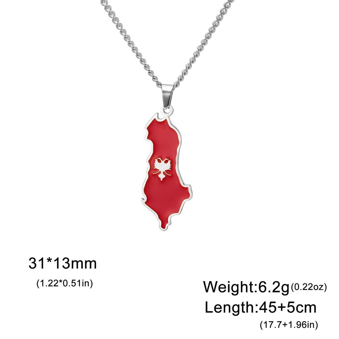 Enamel Albania Map Necklaces Women Men Stainless Steel Gold/Silver Color Fashion Eagle Flag Pendant Chain Jewelry Gift
Enamel Albania Map Necklaces Women Men Stainless Steel Gold/Silver Color Fashion Eagle Flag Pendant Chain Jewelry Gift