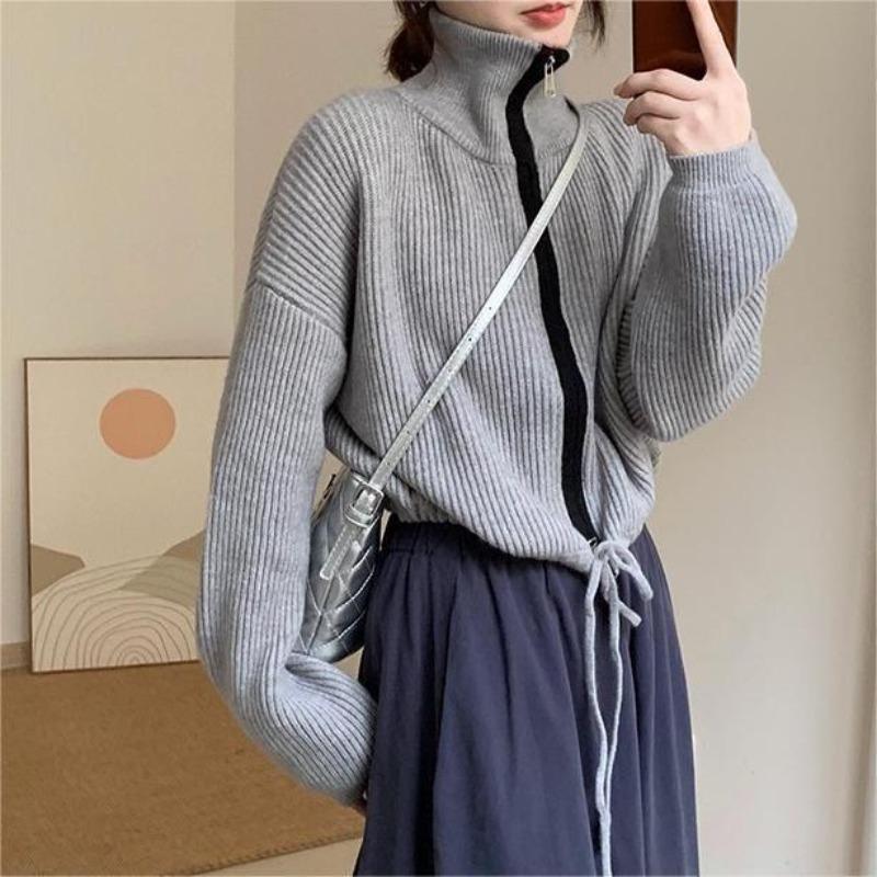 Женский осенне-зимний вязаный кардиган с воротником-стойкой и двойной молнией, свитер на шнурке one size fits all серый
Женский осенне-зимний вязаный кардиган с воротником-стойкой и двойной молнией, свитер на шнурке one size fits all серый