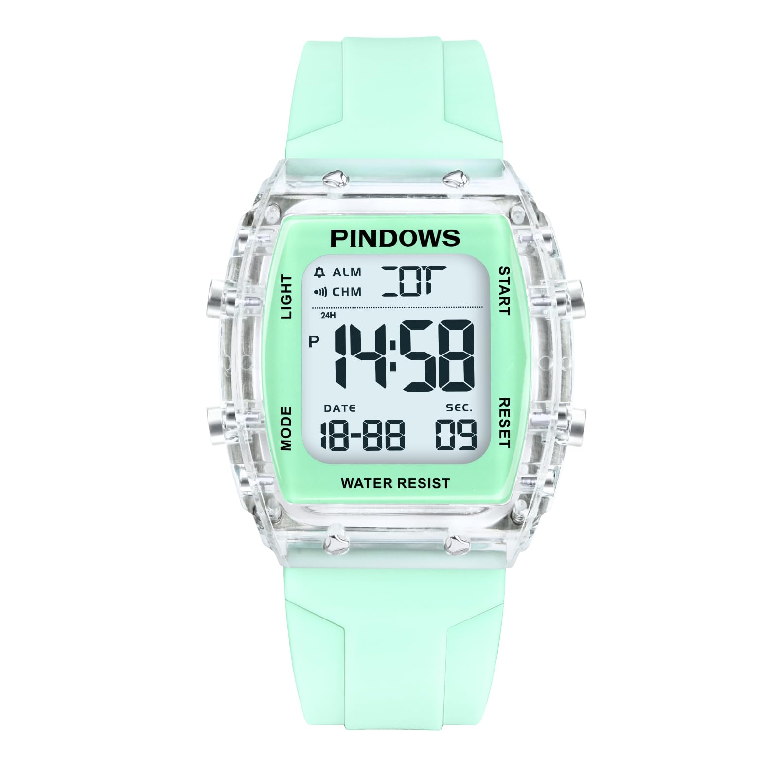PINDOWS Digital Sports Clear Transparent Bright LED 5ATM Water Dual Time Watch for Active Women and Teens Women s Watch, Case, Light, Resistant,
PINDOWS Digital Sports Clear Transparent Bright LED 5ATM Water Dual Time Watch for Active Women and Teens Women s Watch, Case, Light, Resistant,