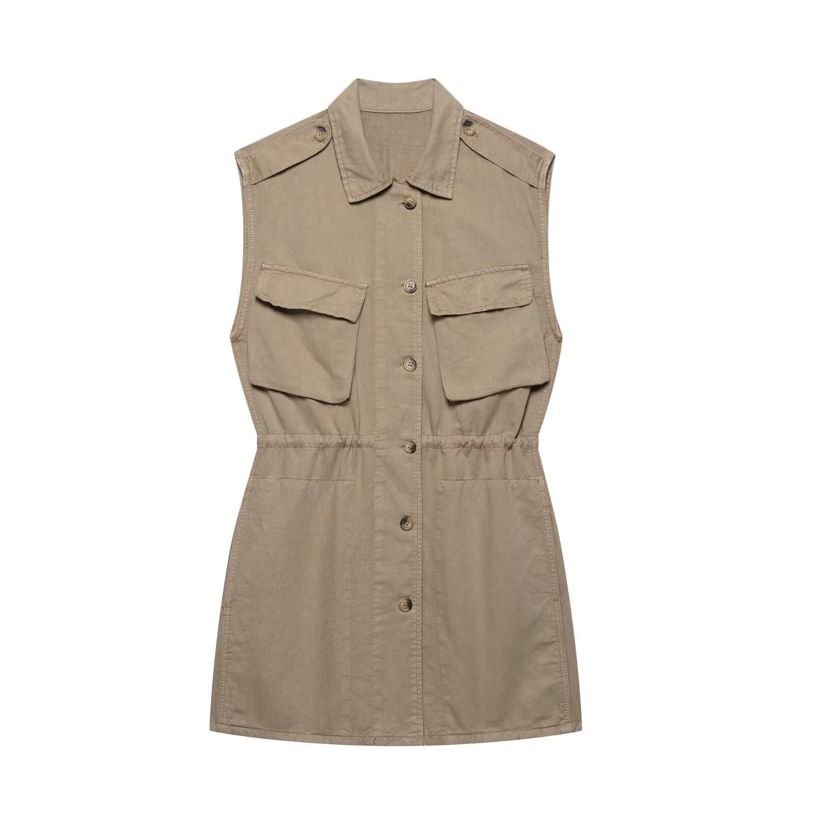 2025 Summer Women s Sleeveless Lapel Dress with Pocket Decoration and Waist-Cinching Design Large
2025 Summer Women s Sleeveless Lapel Dress with Pocket Decoration and Waist-Cinching Design Large