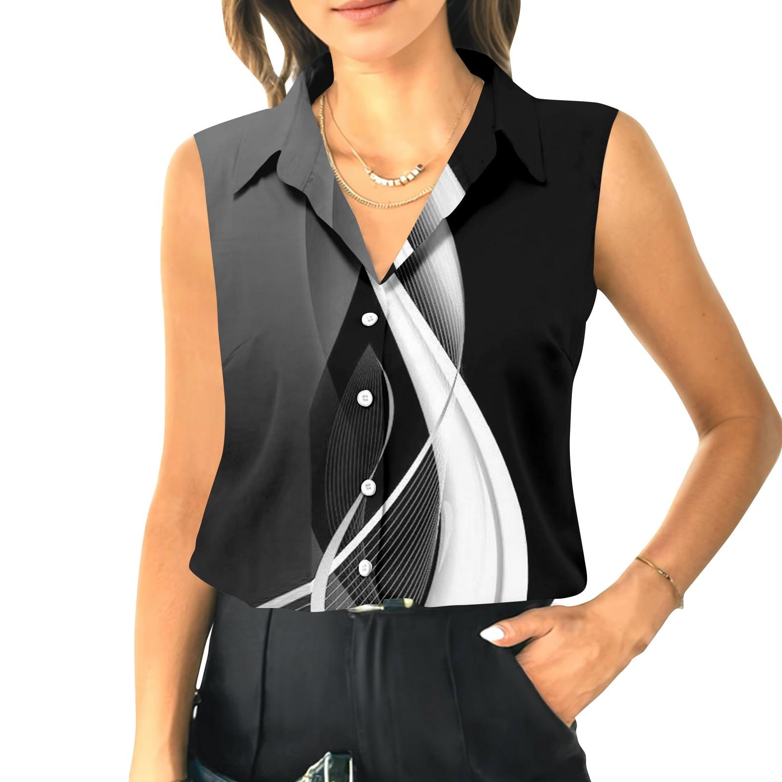 Женский летний свободный топ без рукавов с воротником-стойкой XXL чёрный
Женский летний свободный топ без рукавов с воротником-стойкой XXL чёрный