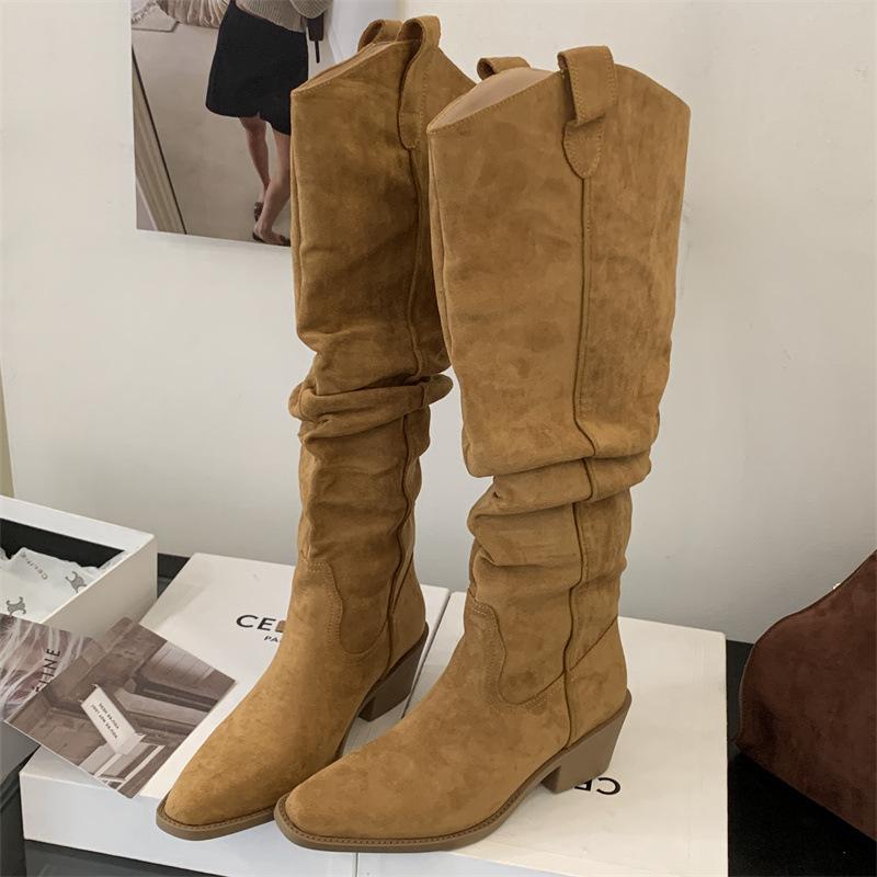 2025 new retro wind pleated pointed pile boots thick heel high boots personalized knight western cowboy boots women 39 коричневый
2025 new retro wind pleated pointed pile boots thick heel high boots personalized knight western cowboy boots women 39 коричневый