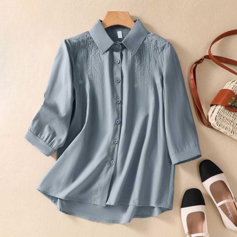 Embroidered Loose Cotton Linen Shirt Women s Artistic Retro Casual Seven Quarter Sleeved Blouses & Shirts Top Summer 2XL синій
Embroidered Loose Cotton Linen Shirt Women s Artistic Retro Casual Seven Quarter Sleeved Blouses & Shirts Top Summer 2XL синій