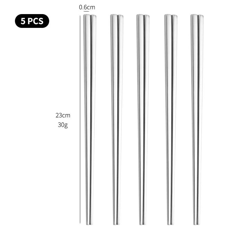 5 Pairs Stainless Steel Chopsticks Reusable Portable Food Sticks Korean Metal Chopsticks Kitchen Accessories Dishwasher Safe
5 Pairs Stainless Steel Chopsticks Reusable Portable Food Sticks Korean Metal Chopsticks Kitchen Accessories Dishwasher Safe