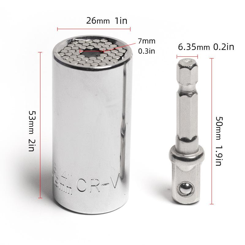 7-19mm Metric & SAE Socket Set with 3/8 Hex Shank - 1/4 to 3/4 Silver Magic Ratcheting Socket Adapter
7-19mm Metric & SAE Socket Set with 3/8 Hex Shank - 1/4 to 3/4 Silver Magic Ratcheting Socket Adapter