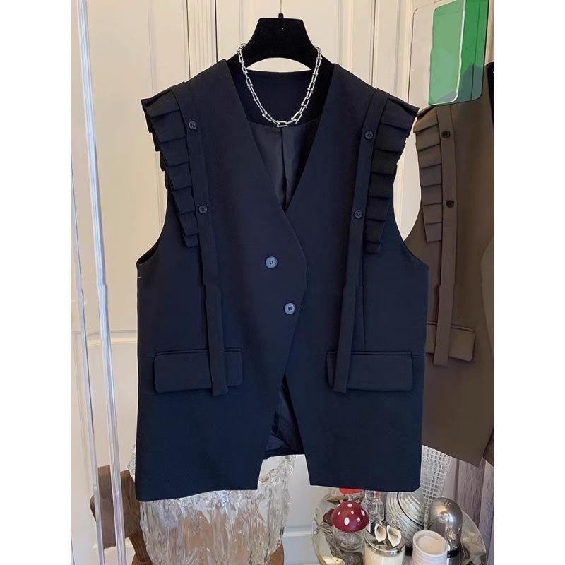 Temperament Vest for Women Coat V-neck Sleeveless Oversized Tops Patchwork Ruffles Casual Waistcoat Fashion Korean Tanks S
Temperament Vest for Women Coat V-neck Sleeveless Oversized Tops Patchwork Ruffles Casual Waistcoat Fashion Korean Tanks S