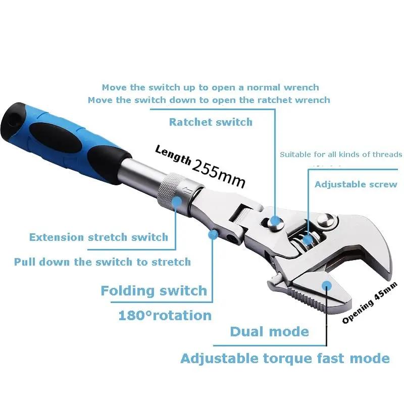 Torque Wrench Folding Head Ratchet Wrench 5 In 1 Telescopic Shaking Head Wrench Adjustable Foldable Wrench 180 Degree Adjustable
Torque Wrench Folding Head Ratchet Wrench 5 In 1 Telescopic Shaking Head Wrench Adjustable Foldable Wrench 180 Degree Adjustable