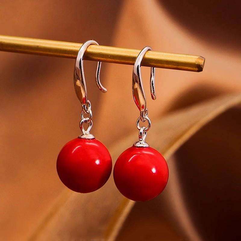 S925 Sterling Silver Purple Gold Cinnabar Dangle Earrings - Ancient Style Red Studs for Women Cinnabar 6MM
S925 Sterling Silver Purple Gold Cinnabar Dangle Earrings - Ancient Style Red Studs for Women Cinnabar 6MM