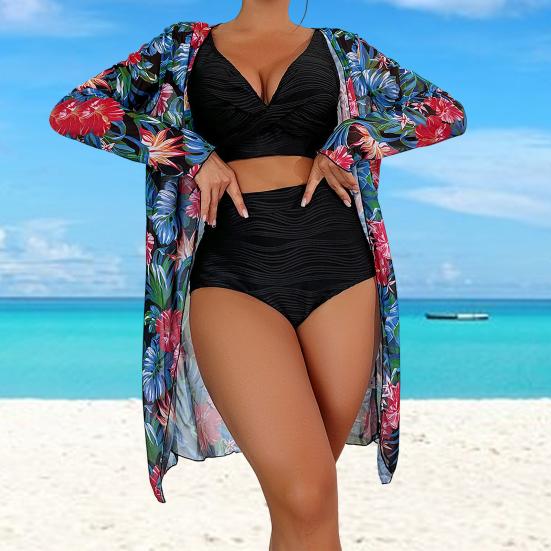 3 Pcs/Set Women Swimsuit Set Bra Panties Cover-up Set Low-cut Soft Quick Dry Colorful Floral Print No Wire Sun Protection Beach Bikini Set
3 Pcs/Set Women Swimsuit Set Bra Panties Cover-up Set Low-cut Soft Quick Dry Colorful Floral Print No Wire Sun Protection Beach Bikini Set
