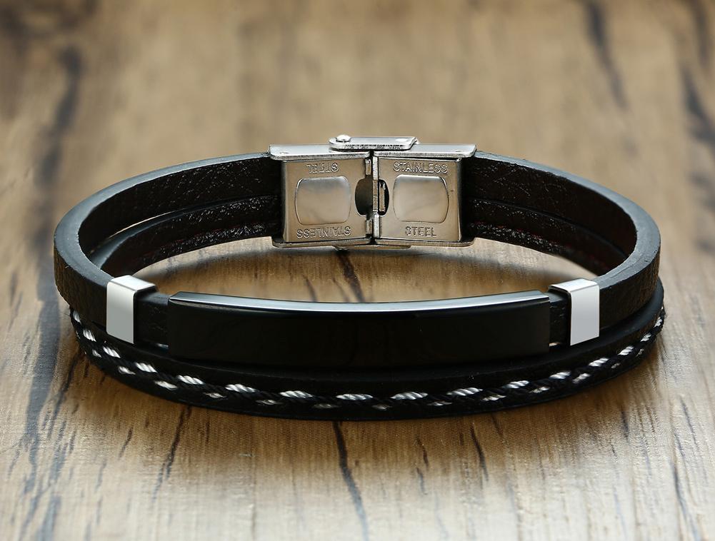 Genuine Leather Bracelets For Men Women Gifts Stainless Steel Bar Layered Bangle Causal Jewelry Accessories Decor 21cm
Genuine Leather Bracelets For Men Women Gifts Stainless Steel Bar Layered Bangle Causal Jewelry Accessories Decor 21cm