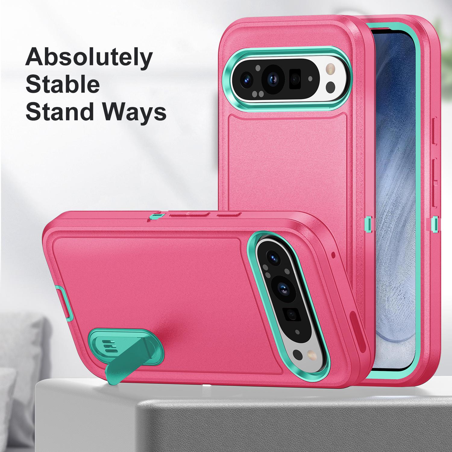For Google Pixel 9 Pro/Pixel 9 Case Kickstand Phone Cover PC+Silicone+EVA 3-in-1 Design Light Cyan+Rose
For Google Pixel 9 Pro/Pixel 9 Case Kickstand Phone Cover PC+Silicone+EVA 3-in-1 Design Light Cyan+Rose