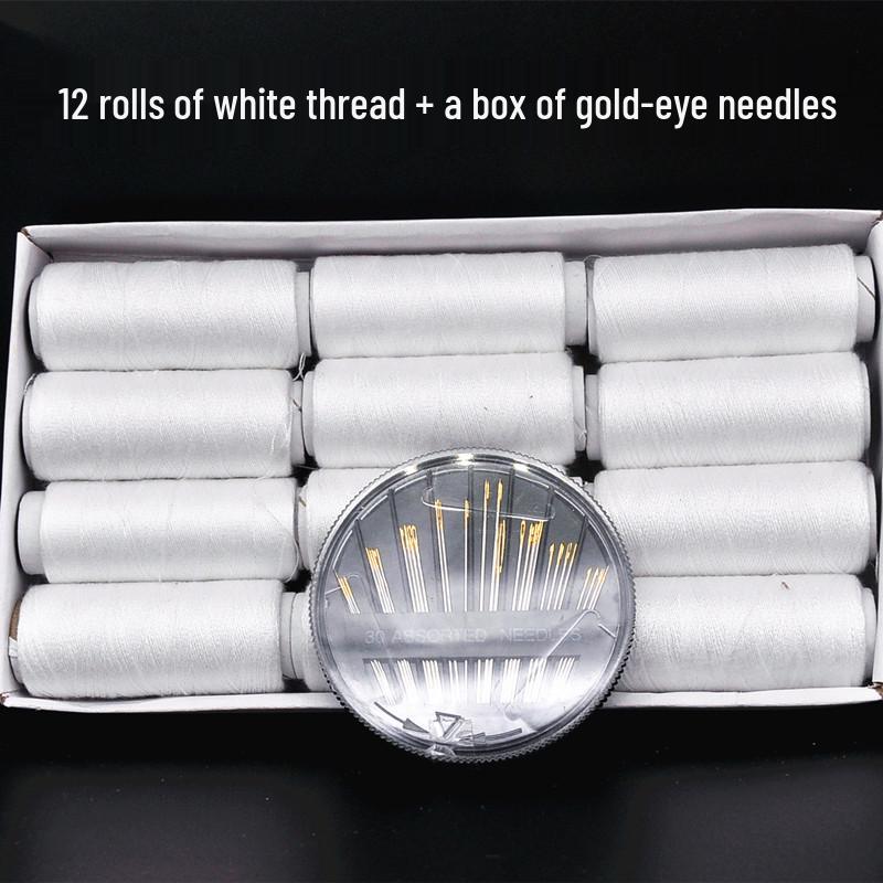 Черно-белые полиэстеровые швейные нитки и игольница
Черно-белые полиэстеровые швейные нитки и игольница