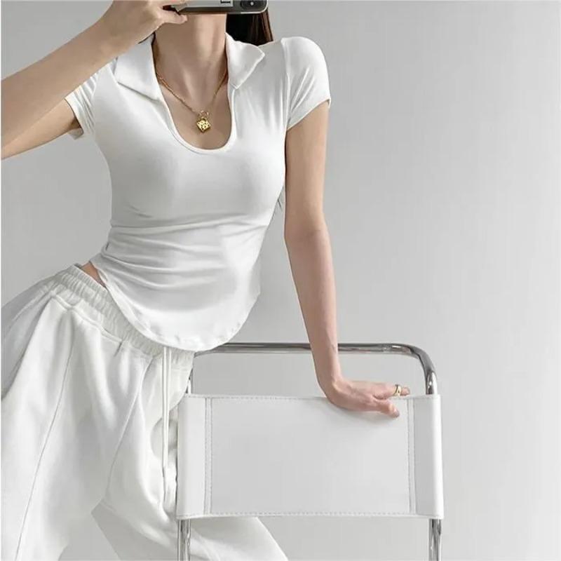 Women s Ribbed Knit Polo Top Short Sleeve Slim Fit U-Neck Casual Basic Tee S
Women s Ribbed Knit Polo Top Short Sleeve Slim Fit U-Neck Casual Basic Tee S