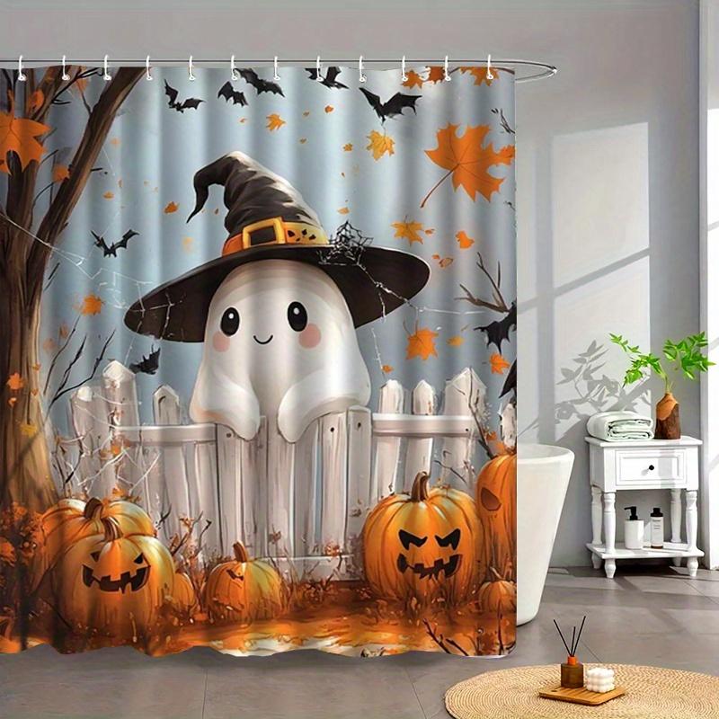 Halloween Ghost Shower Curtain, Waterproof Fabric With Pumpkin And Bat Design, Spooky Cartoon Decor For Bathroom, Festive Theme W60H190(CM)-1 Pcs
Halloween Ghost Shower Curtain, Waterproof Fabric With Pumpkin And Bat Design, Spooky Cartoon Decor For Bathroom, Festive Theme W60H190(CM)-1 Pcs