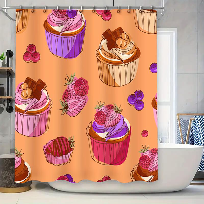Adorable Bakery Cupcake Print Shower Curtain For Bathroom Decor Pink Purple Red Blue Stripes Floral Design W60H190(CM)-1 Pcs
Adorable Bakery Cupcake Print Shower Curtain For Bathroom Decor Pink Purple Red Blue Stripes Floral Design W60H190(CM)-1 Pcs