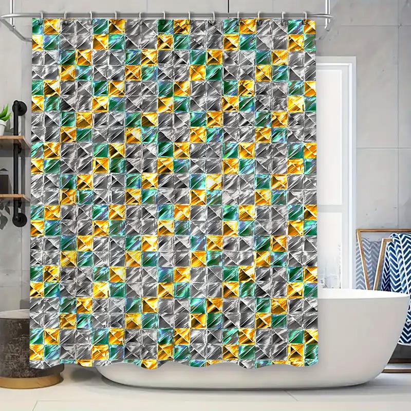 Modern Geometric Shower Curtain: Waterproof Fabric With Anti-Mold Coating Perfect For Bathroom Decor In Green/White/Yellow/Grey W60H190(CM)-1 Pcs
Modern Geometric Shower Curtain: Waterproof Fabric With Anti-Mold Coating Perfect For Bathroom Decor In Green/White/Yellow/Grey W60H190(CM)-1 Pcs