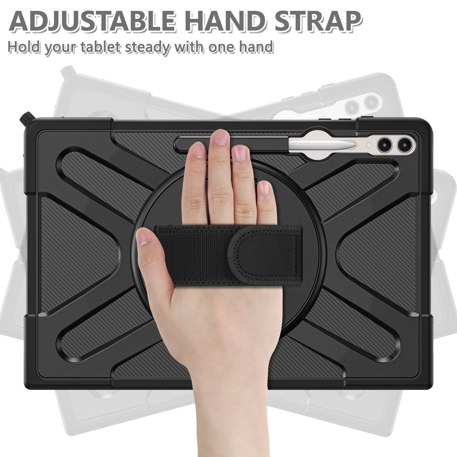 Kickstand Tablet Case for Samsung Galaxy Tab S10 Ultra X920/S8 Ultra X900 X906/Tab S9 Ultra X910,Rugged Shockproof PC+TPU Cover with Hand Strap Black
Kickstand Tablet Case for Samsung Galaxy Tab S10 Ultra X920/S8 Ultra X900 X906/Tab S9 Ultra X910,Rugged Shockproof PC+TPU Cover with Hand Strap Black