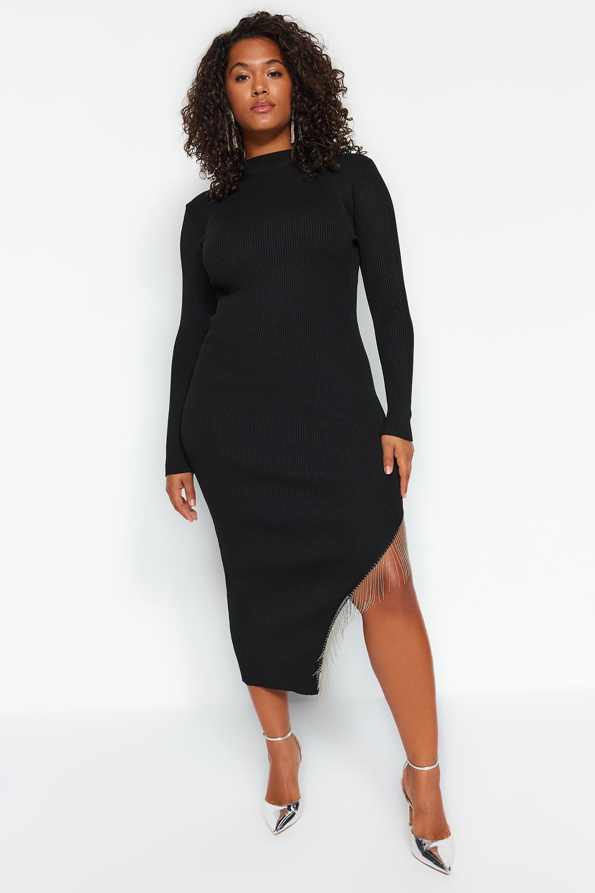Women s Style Plus Size Asymmetrical Cut Knitwear Dress with Black Accessory Detail 2XL
Women s Style Plus Size Asymmetrical Cut Knitwear Dress with Black Accessory Detail 2XL