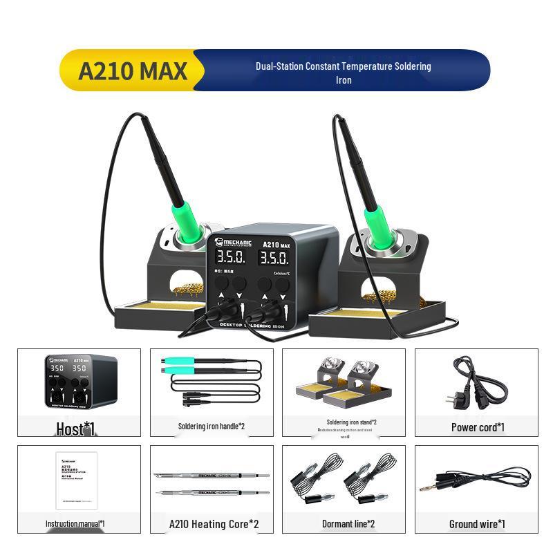 Repairman A210MAX Dual-Handled Electric Soldering Station with Smart Constant Temperature for Mobile Phone Repair.
Repairman A210MAX Dual-Handled Electric Soldering Station with Smart Constant Temperature for Mobile Phone Repair.