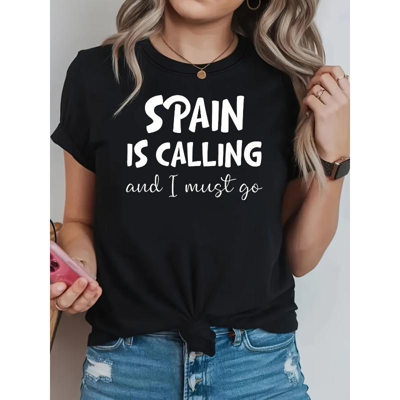JSpain Is Calling Футболка с принтом Travel Letter Женская Весна-Лето Короткий рукав Круглый вырез Повседневная футболка, Для повседневного отдыха, Праздничный подарок S чёрный
JSpain Is Calling Футболка с принтом Travel Letter Женская Весна-Лето Короткий рукав Круглый вырез Повседневная футболка, Для повседневного отдыха, Праздничный подарок S чёрный
