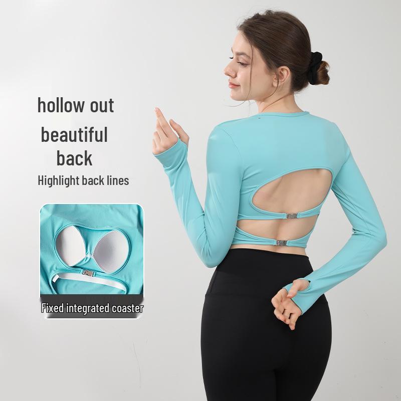 Hollow Out Back Yoga T-Shirt: High Elastic Slim Fit, Long Sleeve, with Built-in Chest Cup for Breathable Fitness. Medium
Hollow Out Back Yoga T-Shirt: High Elastic Slim Fit, Long Sleeve, with Built-in Chest Cup for Breathable Fitness. Medium