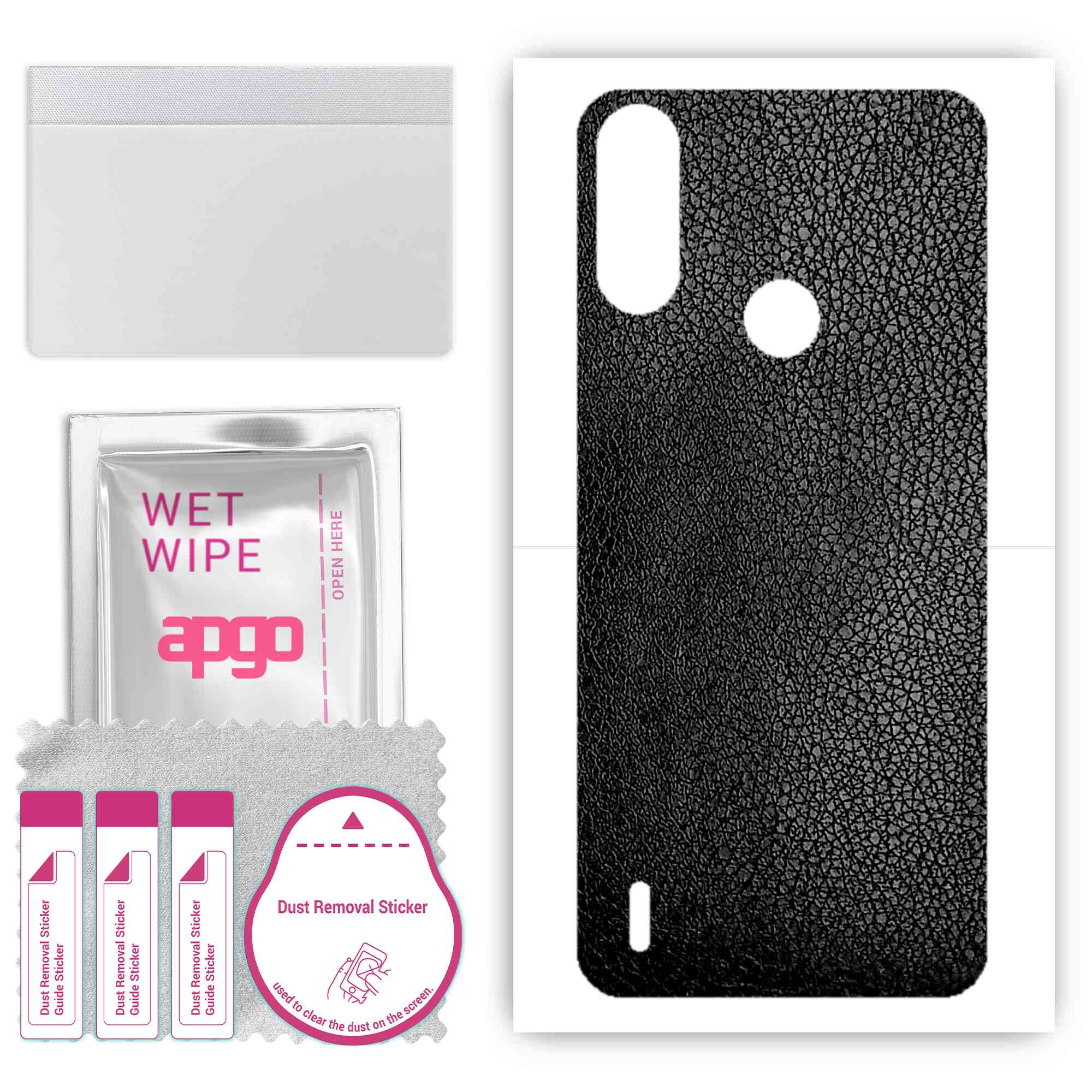 apgo Protective Skin Sticker for the back compatible with Motorola Moto E7i Power, Wrap Film, Foil, Vinyl - Pattern Black Leather
apgo Protective Skin Sticker for the back compatible with Motorola Moto E7i Power, Wrap Film, Foil, Vinyl - Pattern Black Leather