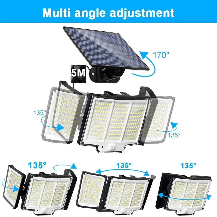 Solar Lights Outdoor 348 LED Motion Sensor Lights with Remote 3 Heads Solar Powered Flood Lights Security Lights for Outside
Solar Lights Outdoor 348 LED Motion Sensor Lights with Remote 3 Heads Solar Powered Flood Lights Security Lights for Outside
