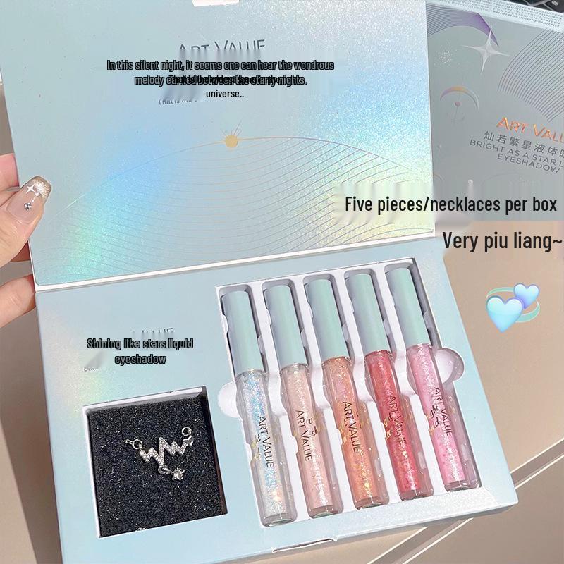 Dazzling Stars Liquid Eyeshadow Set: Fine Shimmer & Glitter Necklace - Perfect Qixi Gift 2.2g*5
Dazzling Stars Liquid Eyeshadow Set: Fine Shimmer & Glitter Necklace - Perfect Qixi Gift 2.2g*5