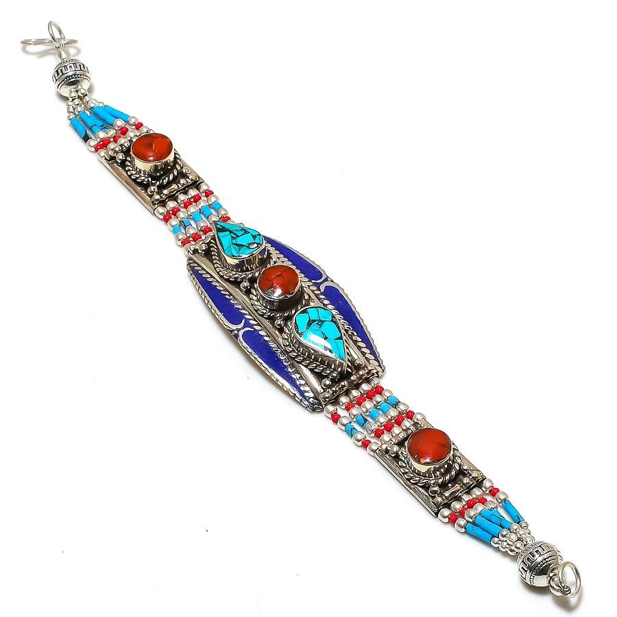 Браслет ручной работы из натуральной тибетской бирюзы и коралла 7-8 дюймов P7c59
Браслет ручной работы из натуральной тибетской бирюзы и коралла 7-8 дюймов P7c59